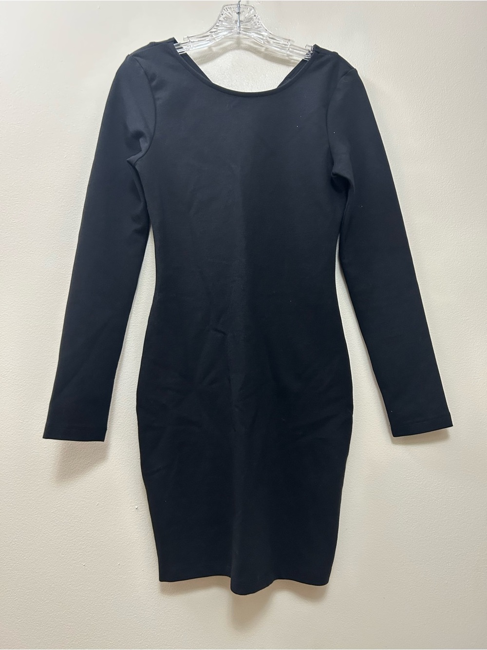 ASOS Black Long Sleeve Bodycon Mini Dress with Strappy Open Back Size-8